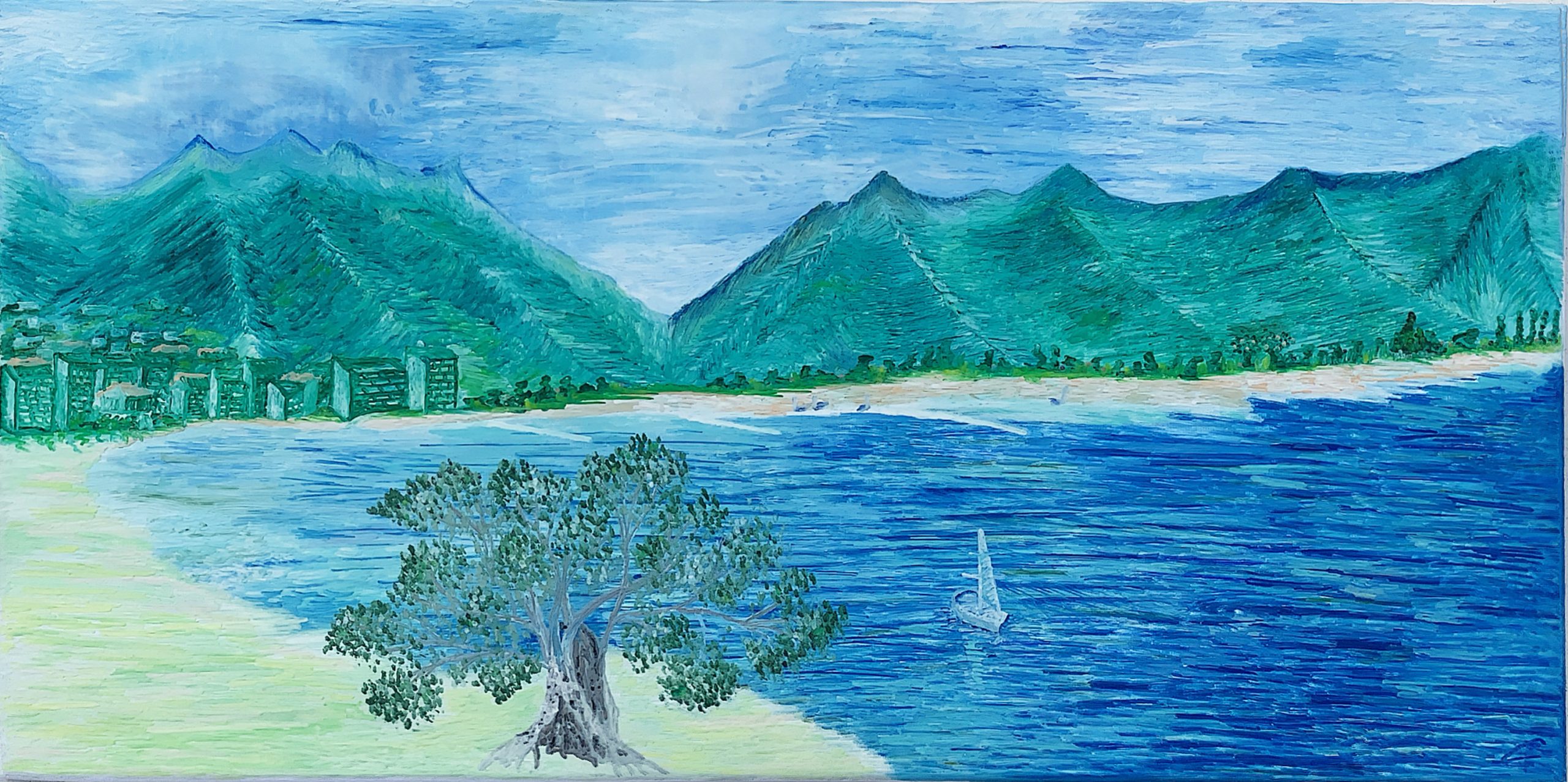 »Port du desir«, Encaustic on canvas, 60x30