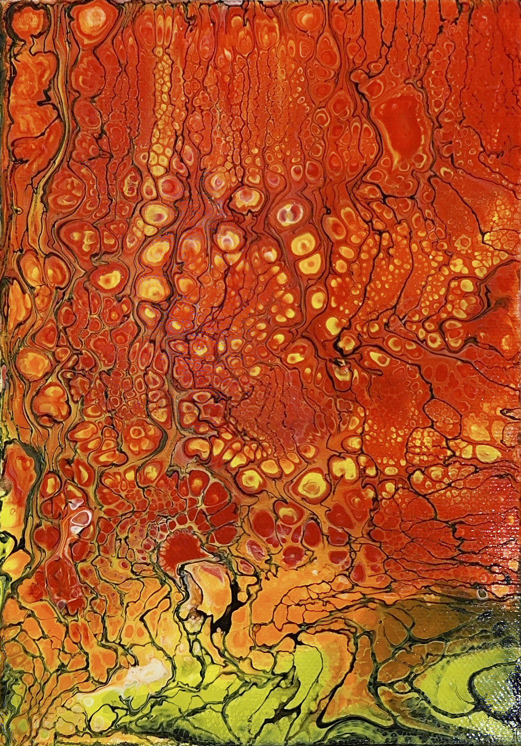 »Fire Cloumns«, Feb 2023, Acrylic on cotton, 12x17