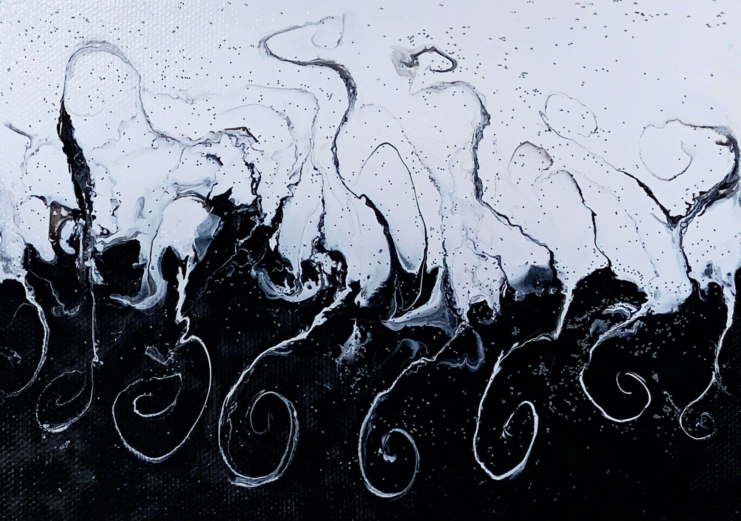 »Noir en blanc«, Acrylic on cotton, 12x17