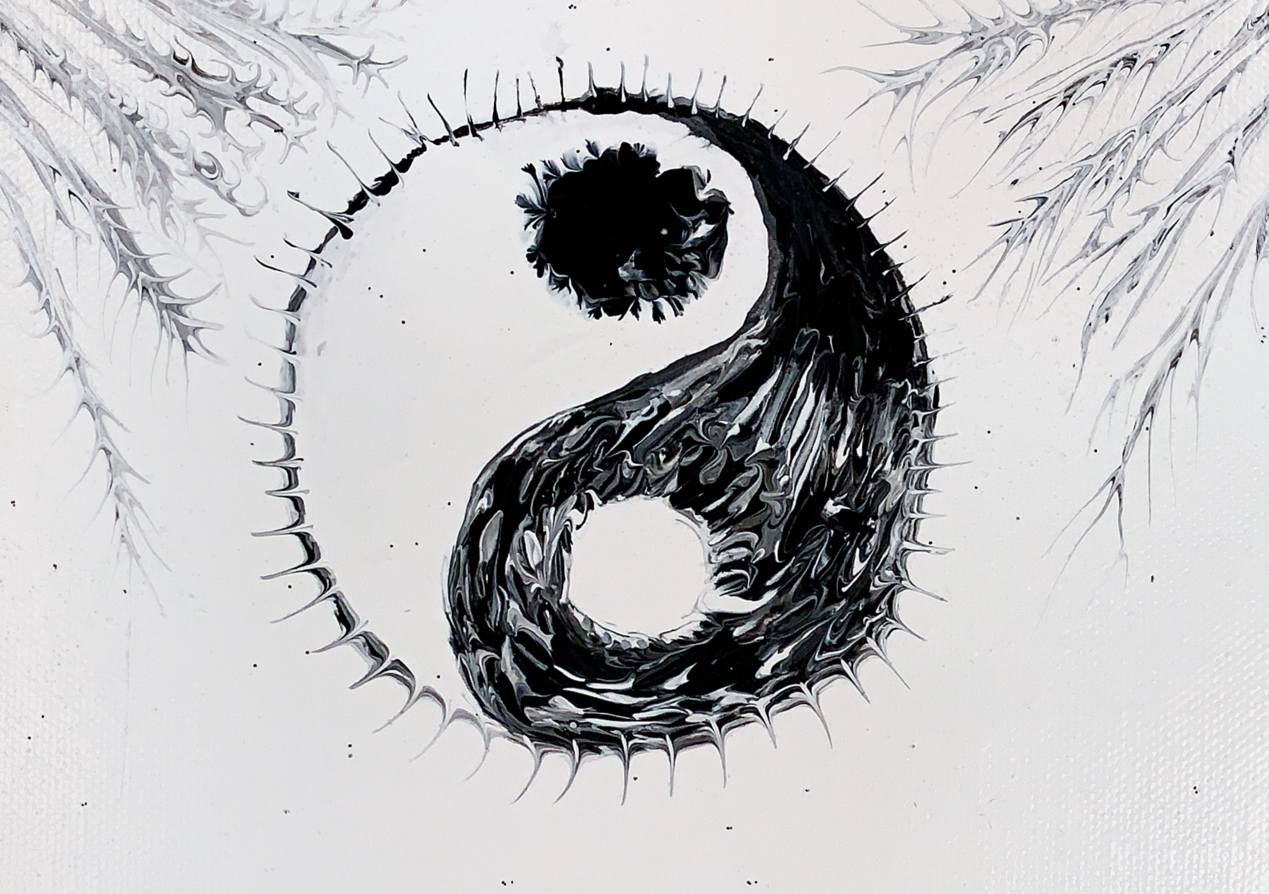 »The yin yang unicellular organism«, Acrylic on cotton, 12x17