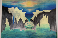 »Waterworld 2000«, Wachsmalkreide, wax crayon on paper