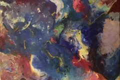 Blue Universe, Encaustic in saeta and shellac technique on wood, MDF (medium density fiberboard), 20x20