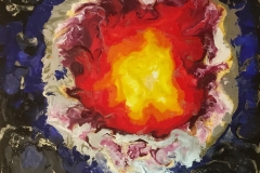 Storm Friederike, Encaustic in saeta and shellac technique on canvas, 40x40