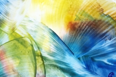 Colored waves, Encaustic on paper, 10.5x15