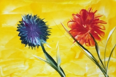 Flowers, Encaustic on paper, 10.5x15
