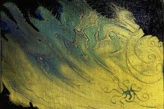 »Blue Golden Creature«, Acrylic on cotton, 12x17