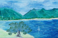 »Port du desir«, Encaustic on canvas, 60x30