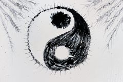 »The yin yang unicellular organism«, Acrylic on cotton, 12x17